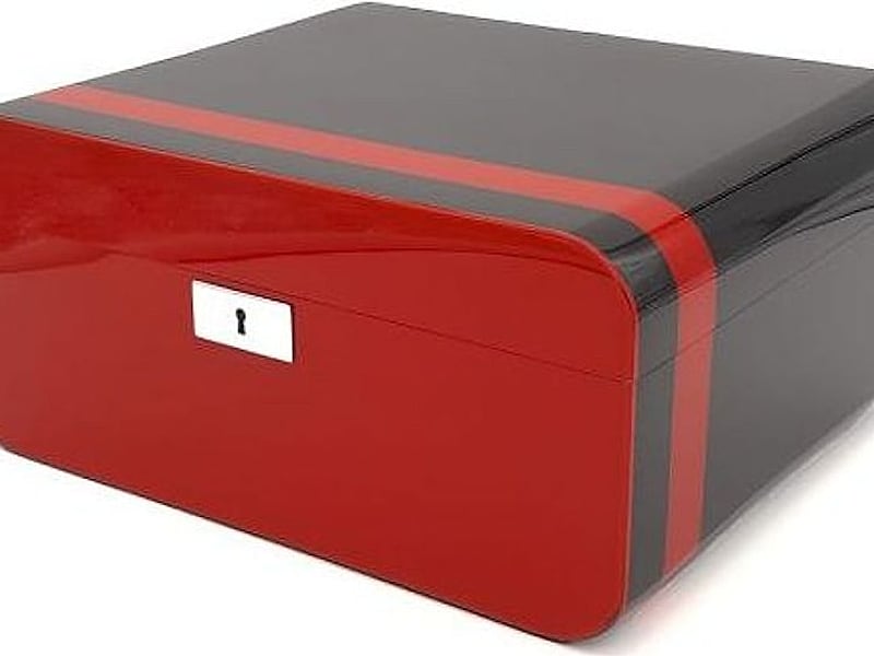 Ohne Marke Guy Janot Humidor Schwarz/rot Lack für 50 Zigarren, Detailansicht