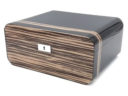 Ansicht 1 von 2 anzeigen: Guy Janot Humidor Schwarz/Zebrano Lack für 50 Zigarren