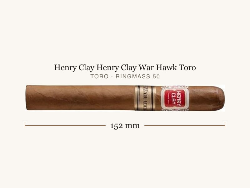 Henry Clay Henry Clay War Hawk Toro, Maßangaben: Länge 152 mm, Ringmaß 50
