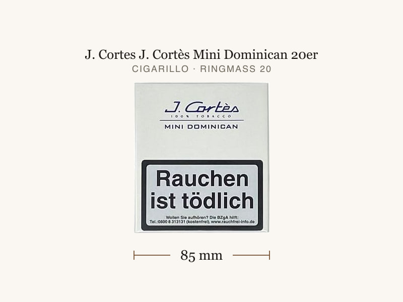 J. Cortes J. Cortès Mini Dominican 20er, Maßangaben: Länge 85 mm, Ringmaß 20