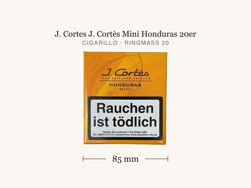 J. Cortes J. Cortès Mini Honduras 20er, Maßangaben: Länge 85 mm, Ringmaß 20