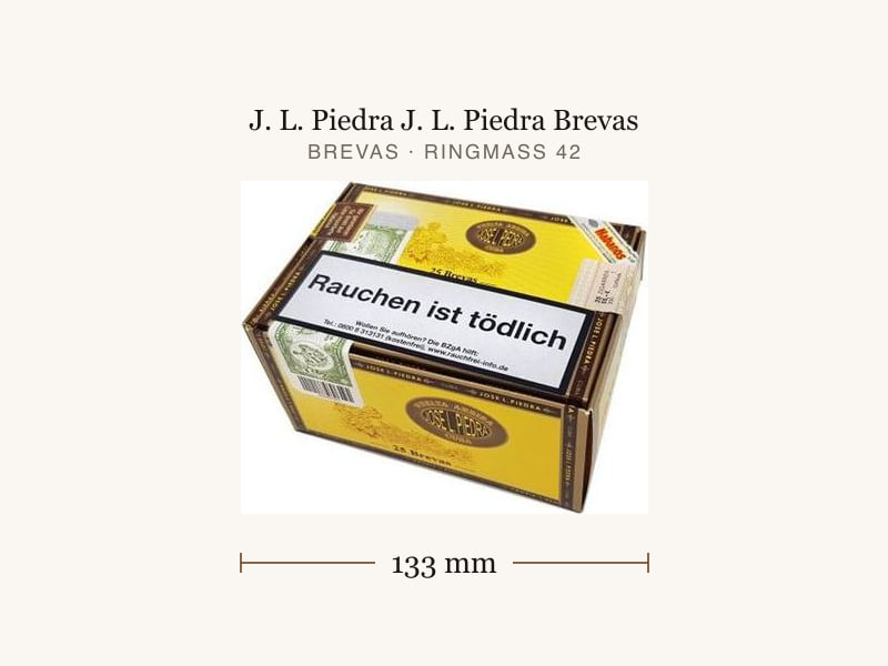 J. L. Piedra J. L. Piedra Brevas, Maßangaben: Länge 133 mm, Ringmaß 42