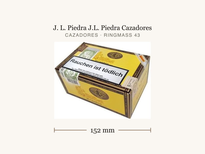 J. L. Piedra J.L. Piedra Cazadores, Maßangaben: Länge 152 mm, Ringmaß 43