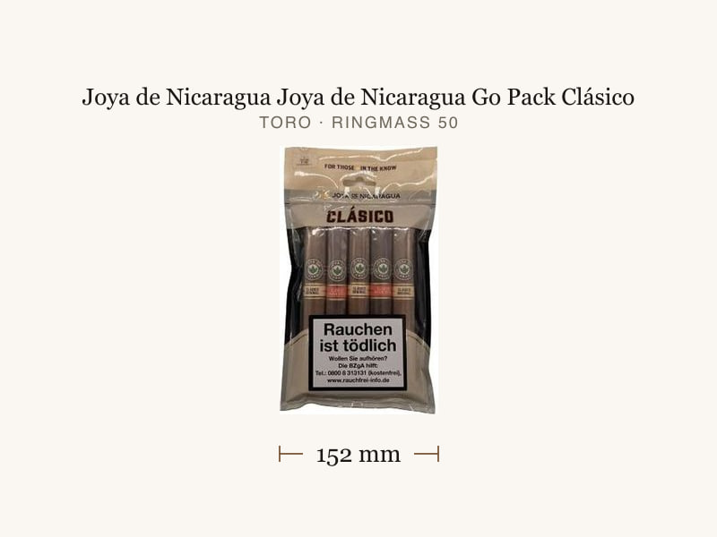 Joya de Nicaragua Joya de Nicaragua Go Pack Clásico, Maßangaben: Länge 152 mm, Ringmaß 50
