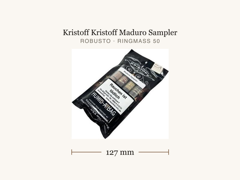 Kristoff Kristoff Maduro Sampler, Maßangaben: Länge 127 mm, Ringmaß 50