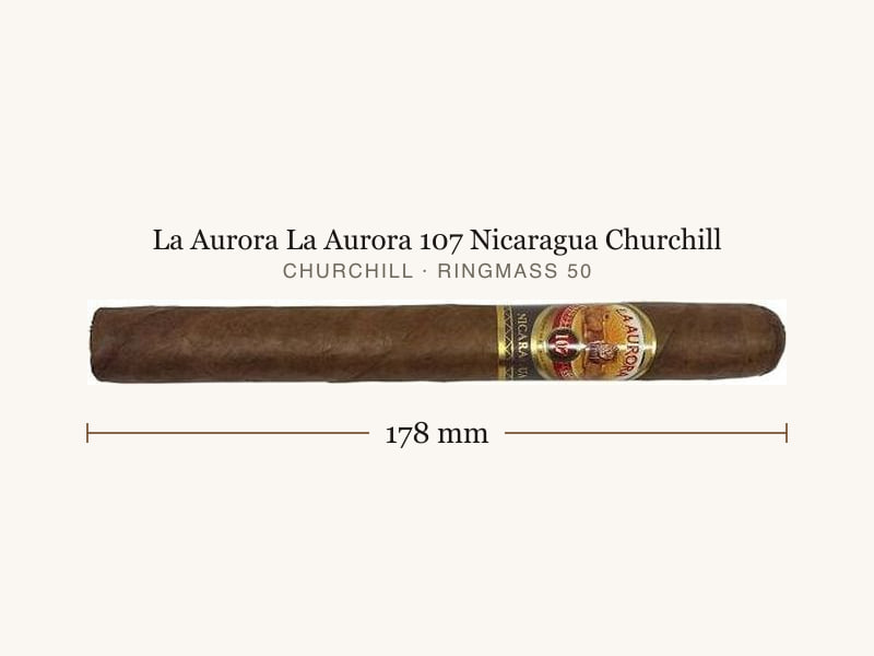 La Aurora La Aurora 107 Nicaragua Churchill, Maßangaben: Länge 178 mm, Ringmaß 50