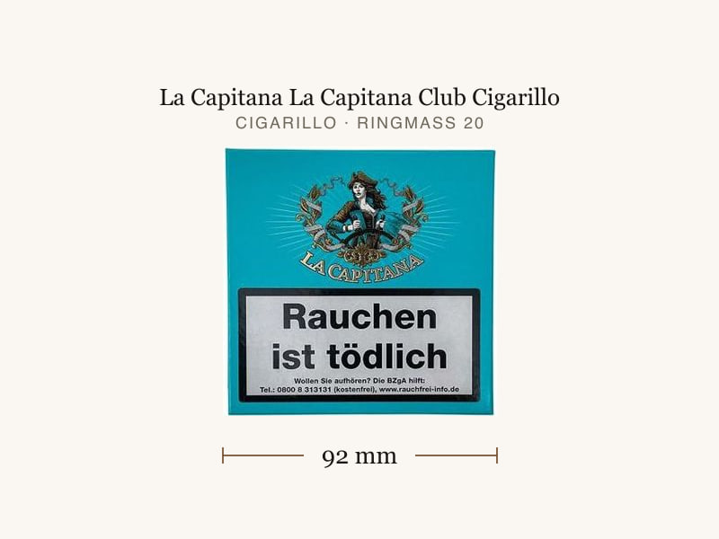La Capitana La Capitana Club Cigarillo, Maßangaben: Länge 92 mm, Ringmaß 20