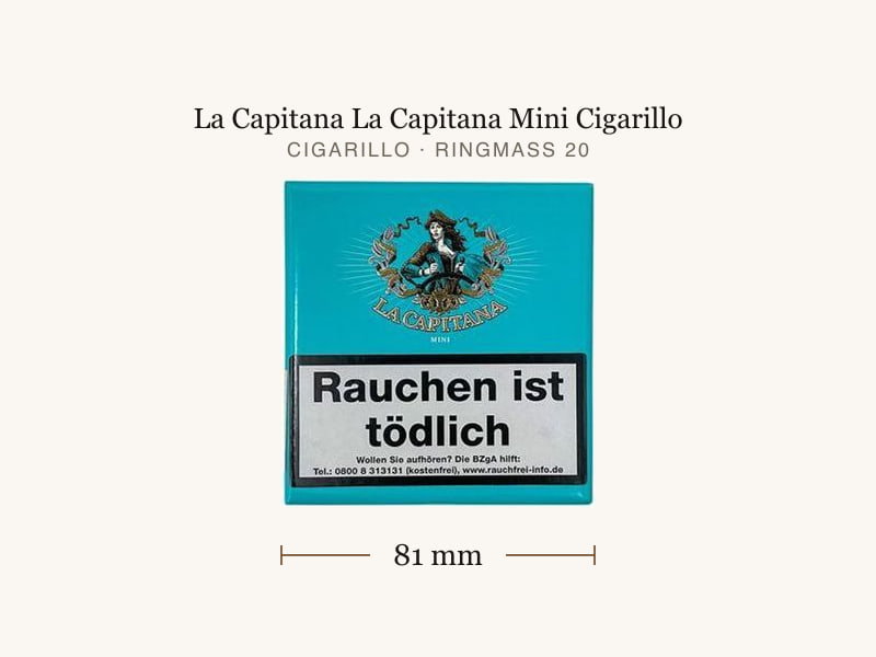 La Capitana La Capitana Mini Cigarillo, Maßangaben: Länge 81 mm, Ringmaß 20