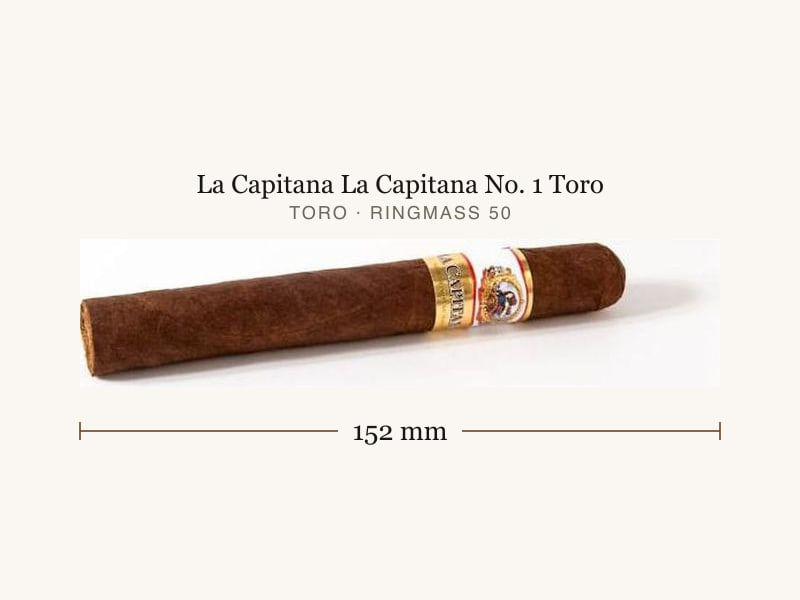 La Capitana La Capitana No. 1 Toro, Maßangaben: Länge 152 mm, Ringmaß 50