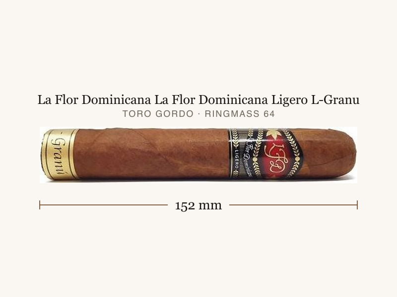 La Flor Dominicana La Flor Dominicana Ligero L-Granu, Maßangaben: Länge 152 mm, Ringmaß 64