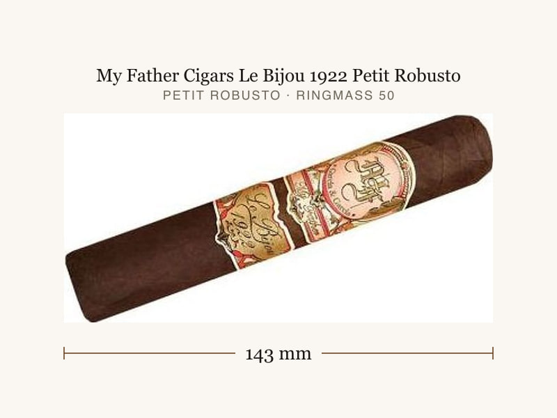 My Father Cigars Le Bijou 1922 Petit Robusto, Maßangaben: Länge 143 mm, Ringmaß 50