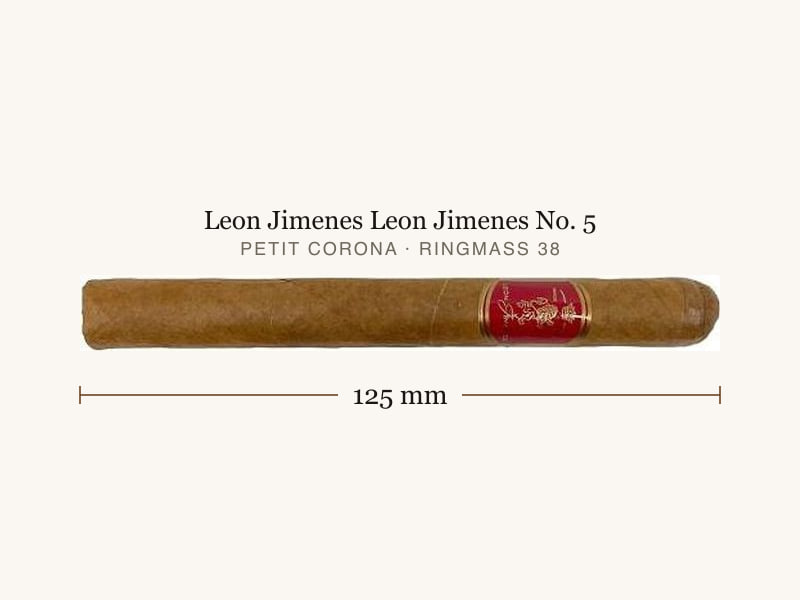 Leon Jimenes Leon Jimenes No. 5, Maßangaben: Länge 125 mm, Ringmaß 38