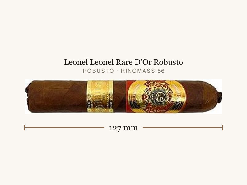 Leonel Leonel Rare D'Or Robusto, Maßangaben: Länge 127 mm, Ringmaß 56