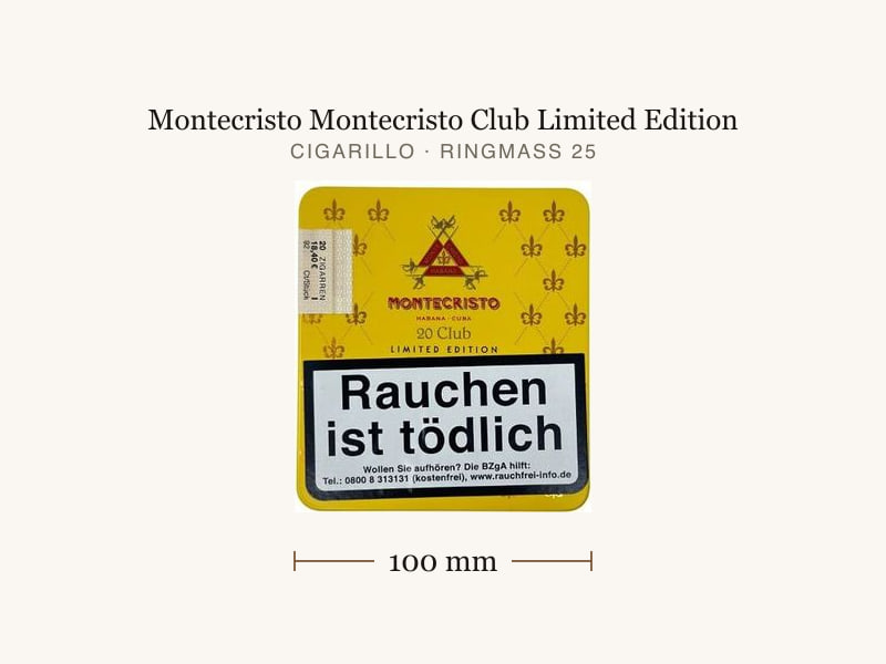 Montecristo Montecristo Club Limited Edition, Maßangaben: Länge 100 mm, Ringmaß 25