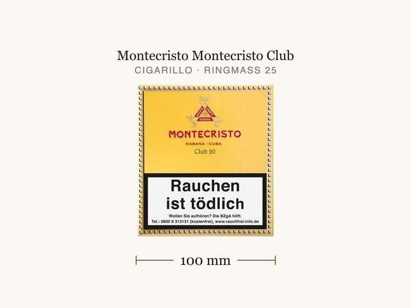 Montecristo Montecristo Club, Maßangaben: Länge 100 mm, Ringmaß 25