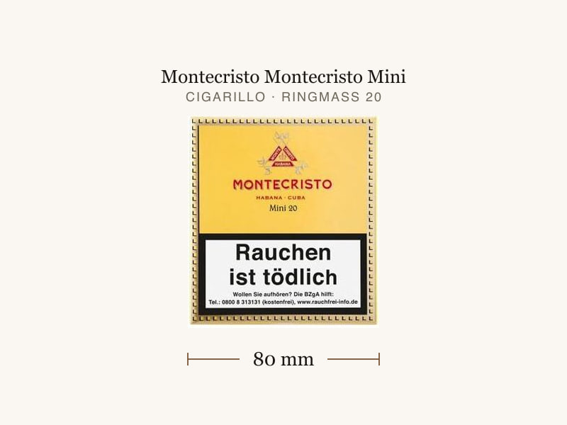 Montecristo Montecristo Mini, Maßangaben: Länge 80 mm, Ringmaß 20