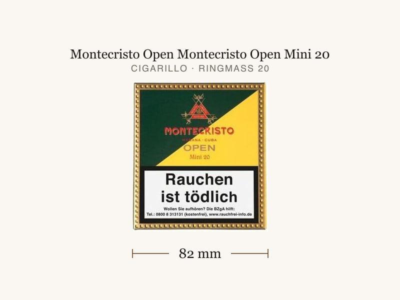 Montecristo Open Montecristo Open Mini 20, Maßangaben: Länge 82 mm, Ringmaß 20