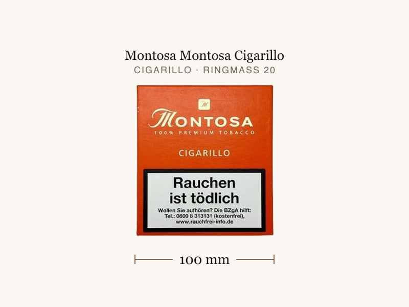 Montosa Montosa Cigarillo, Maßangaben: Länge 100 mm, Ringmaß 20