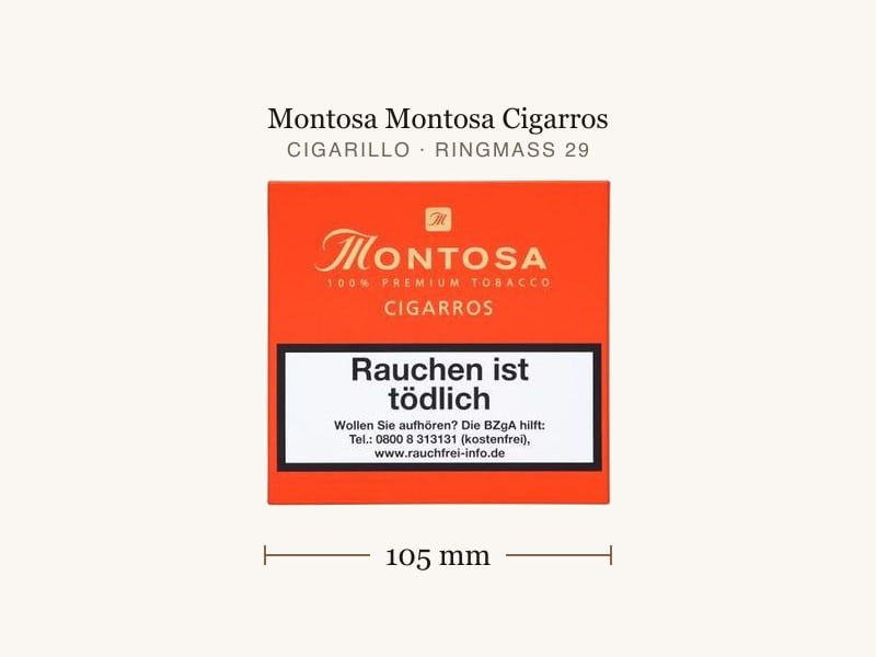 Montosa Montosa Cigarros, Maßangaben: Länge 105 mm, Ringmaß 29