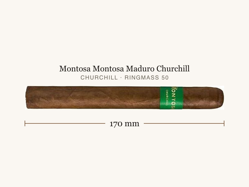 Montosa Montosa Maduro Churchill, Maßangaben: Länge 170 mm, Ringmaß 50