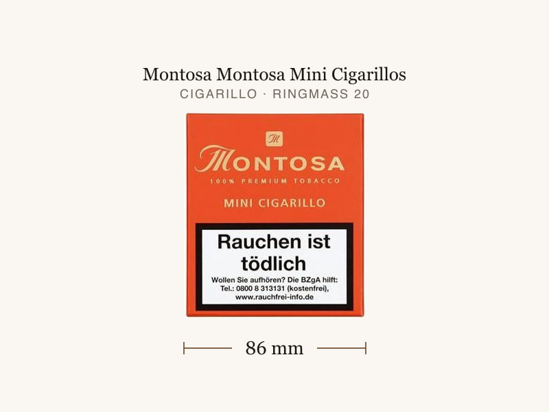 Montosa Montosa Mini Cigarillos, Maßangaben: Länge 86 mm, Ringmaß 20