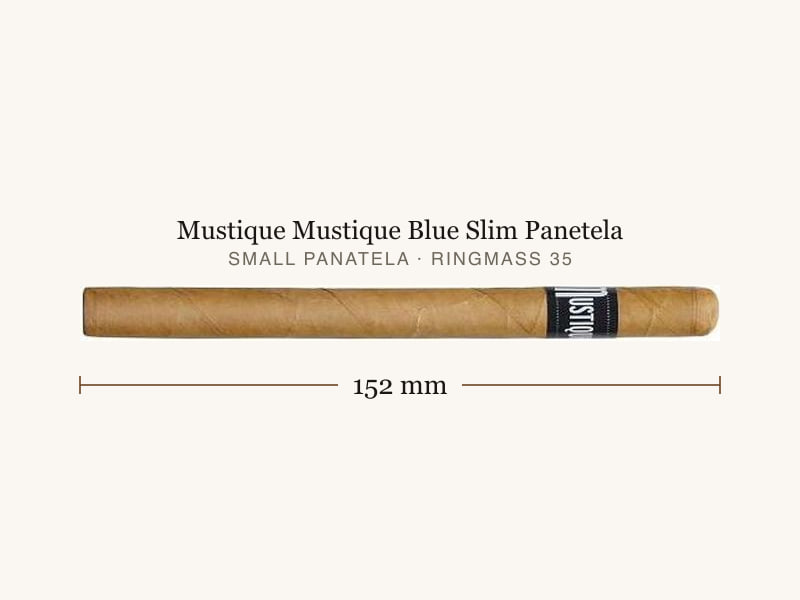 Mustique Mustique Blue Slim Panetela, Maßangaben: Länge 152 mm, Ringmaß 35