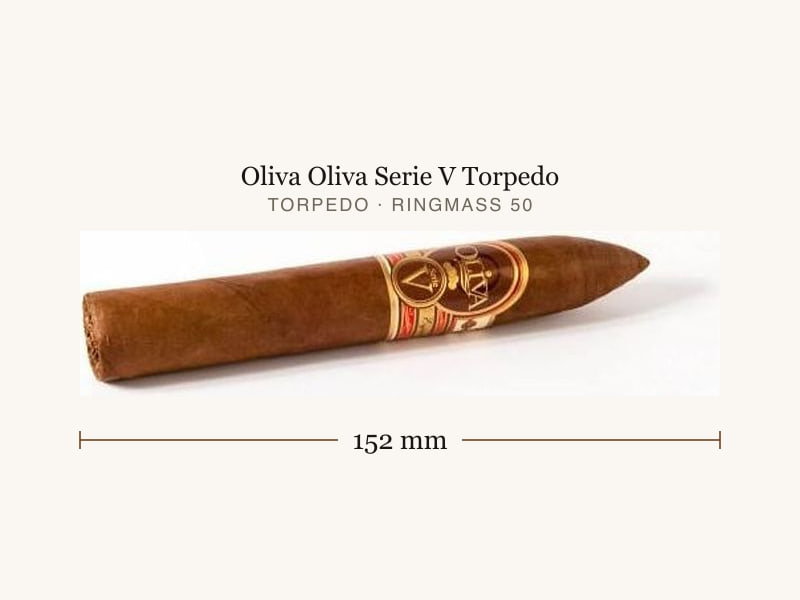 Oliva Oliva Serie V Torpedo, Maßangaben: Länge 152 mm, Ringmaß 50