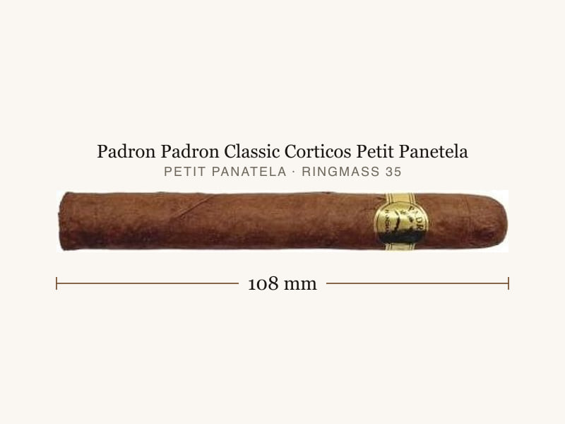 Padron Padron Classic Corticos Petit Panetela, Maßangaben: Länge 108 mm, Ringmaß 35