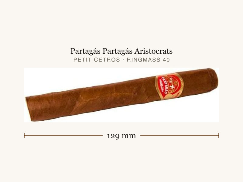 Partagás Partagás Aristocrats, Maßangaben: Länge 129 mm, Ringmaß 40