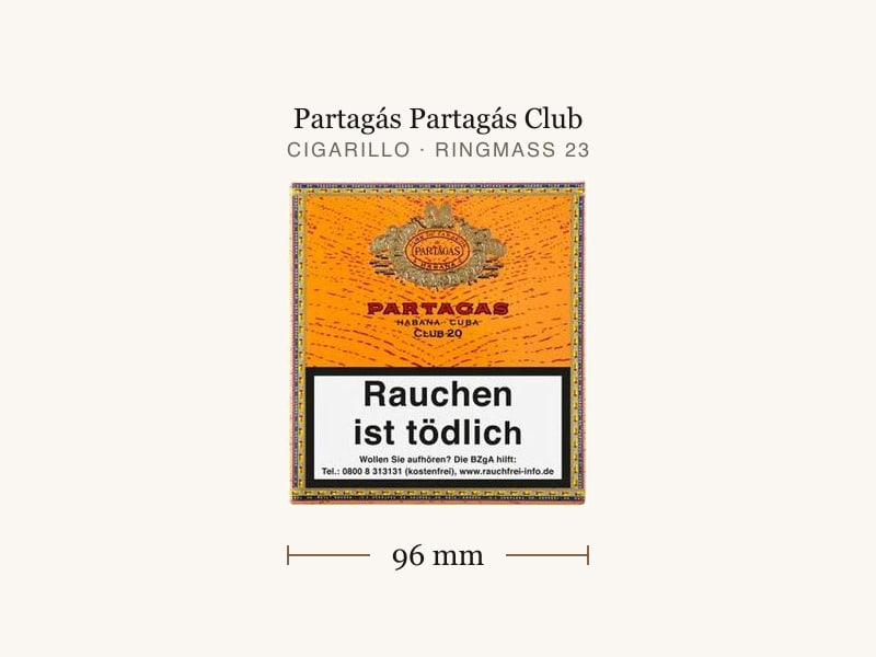 Partagás Partagás Club, Maßangaben: Länge 96 mm, Ringmaß 23