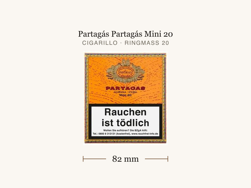 Partagás Partagás Mini 20, Maßangaben: Länge 82 mm, Ringmaß 20