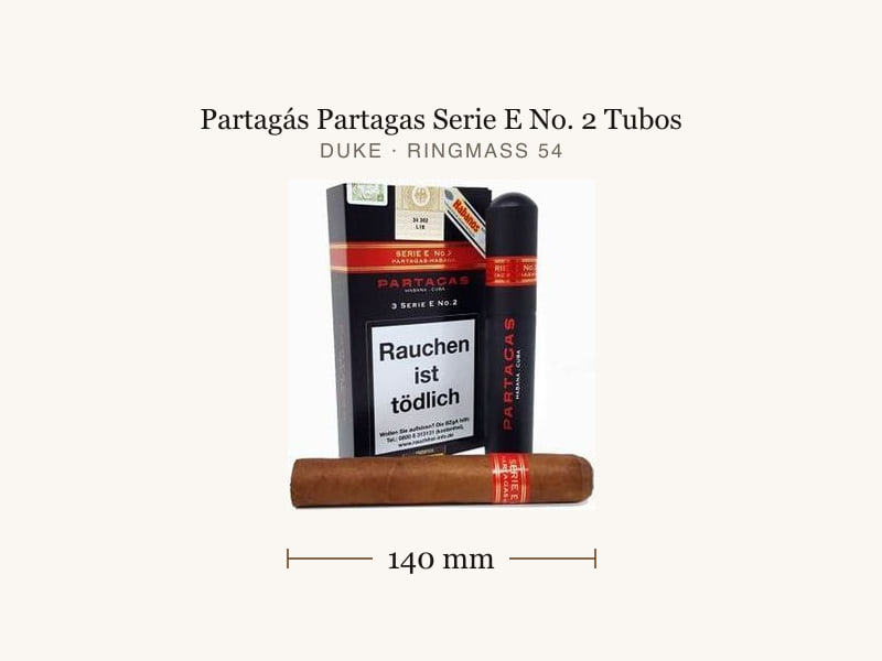 Partagás Partagas Serie E No. 2 Tubos, Maßangaben: Länge 140 mm, Ringmaß 54