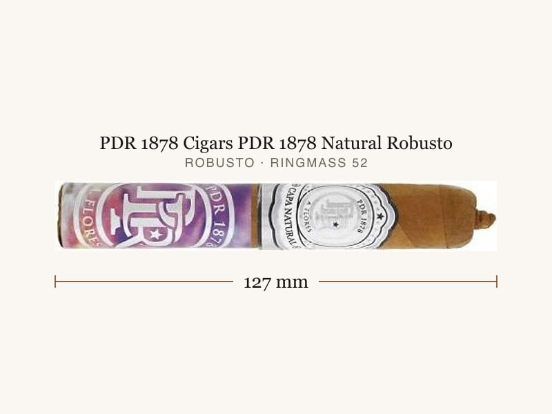 PDR 1878 Cigars PDR 1878 Natural Robusto, Maßangaben: Länge 127 mm, Ringmaß 52