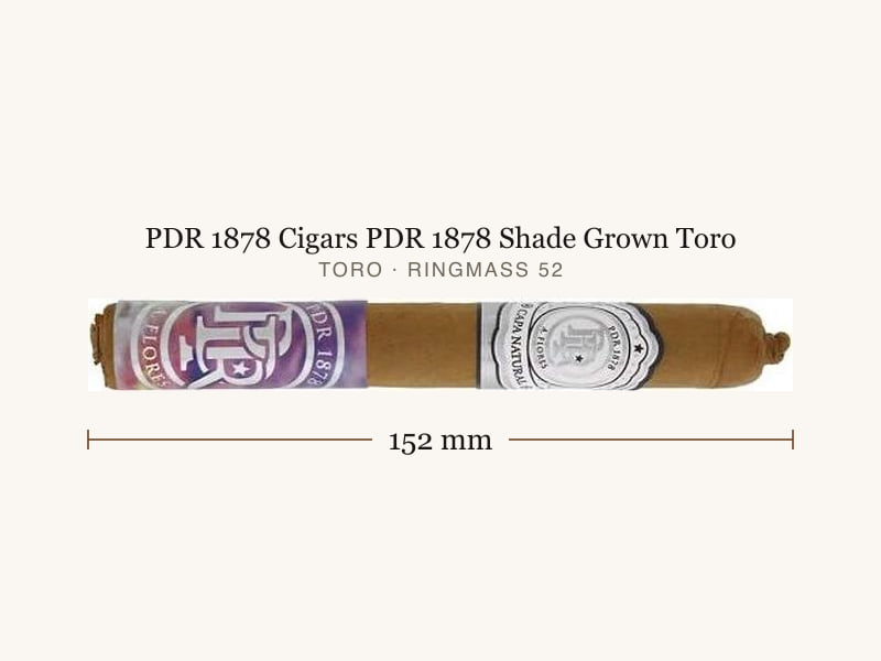 PDR 1878 Cigars PDR 1878 Shade Grown Toro, Maßangaben: Länge 152 mm, Ringmaß 52