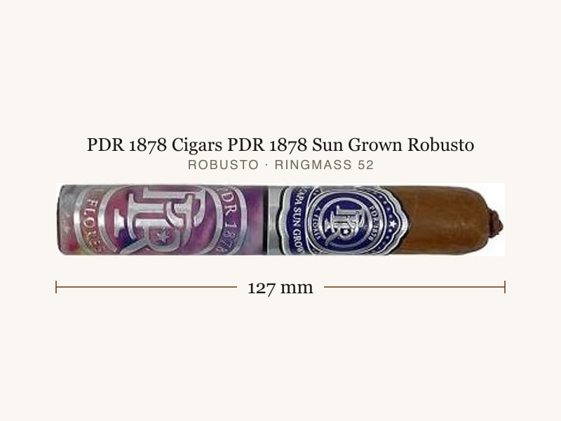PDR 1878 Cigars PDR 1878 Sun Grown Robusto, Maßangaben: Länge 127 mm, Ringmaß 52