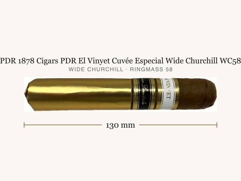 PDR 1878 Cigars PDR El Vinyet Cuvée Especial Wide Churchill WC58, Maßangaben: Länge 130 mm, Ringmaß 58