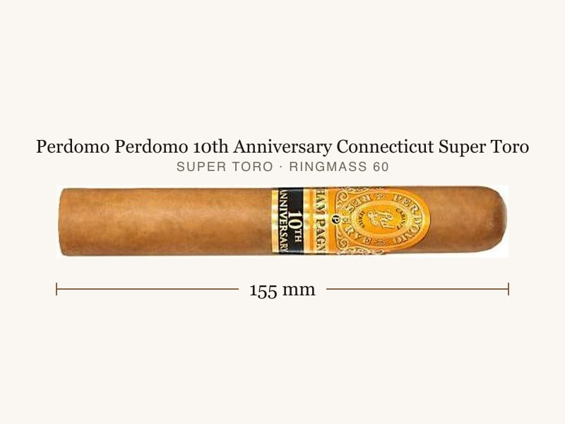 Perdomo Perdomo 10th Anniversary Connecticut Super Toro, Maßangaben: Länge 155 mm, Ringmaß 60