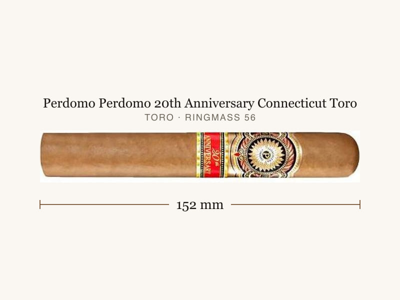 Perdomo Perdomo 20th Anniversary Connecticut Toro, Maßangaben: Länge 152 mm, Ringmaß 56