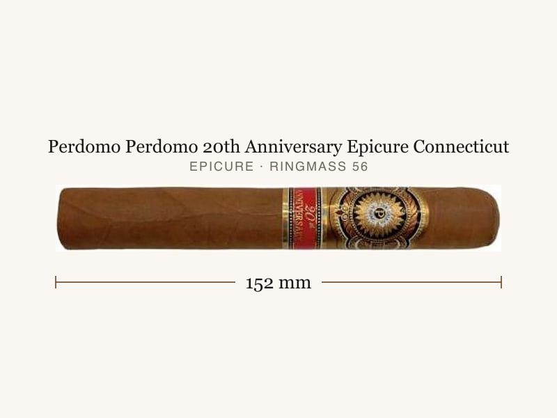 Perdomo Perdomo 20th Anniversary Epicure Connecticut, Maßangaben: Länge 152 mm, Ringmaß 56