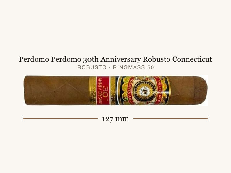 Perdomo Perdomo 30th Anniversary Robusto Connecticut, Maßangaben: Länge 127 mm, Ringmaß 50
