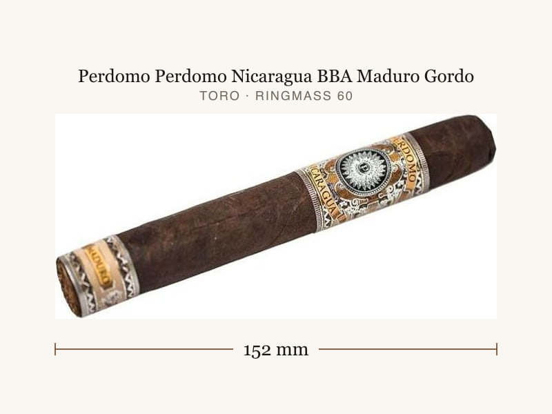 Perdomo Perdomo Nicaragua BBA Maduro Gordo, Maßangaben: Länge 152 mm, Ringmaß 60