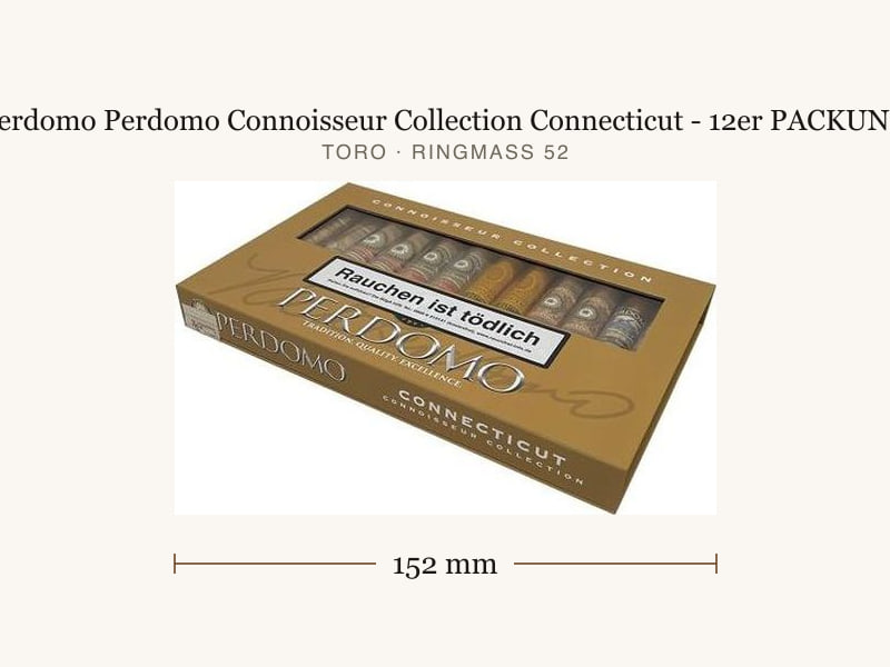 Perdomo Perdomo Connoisseur Collection Connecticut - 12er PACKUNG, Maßangaben: Länge 152 mm, Ringmaß 52