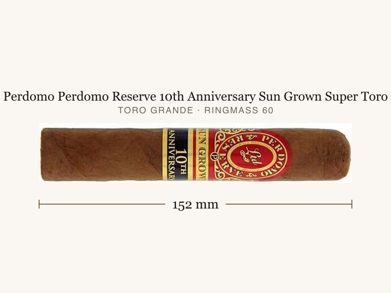 Perdomo Perdomo Reserve 10th Anniversary Sun Grown Super Toro, Maßangaben: Länge 152 mm, Ringmaß 60