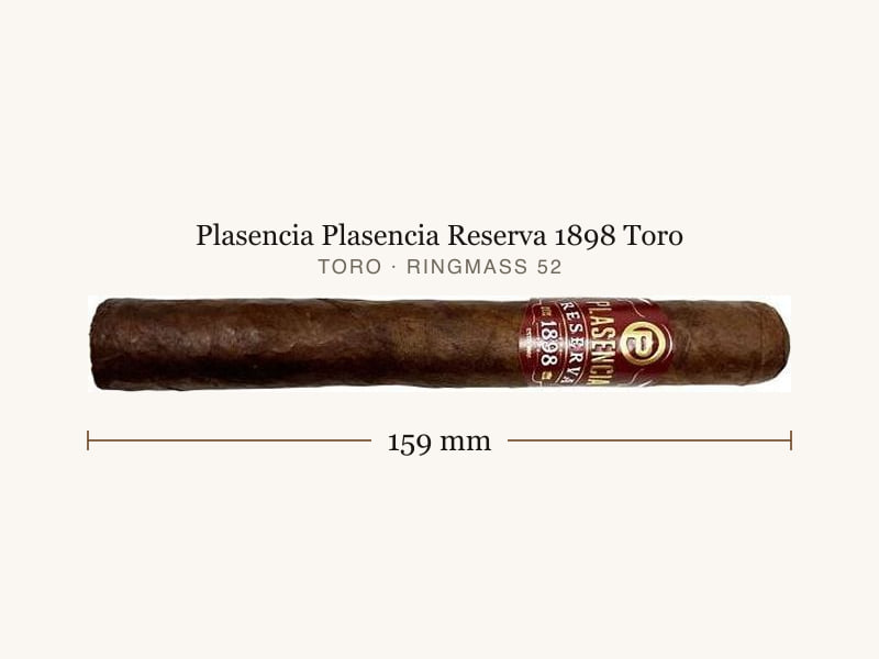 Plasencia Plasencia Reserva 1898 Toro, Maßangaben: Länge 159 mm, Ringmaß 52