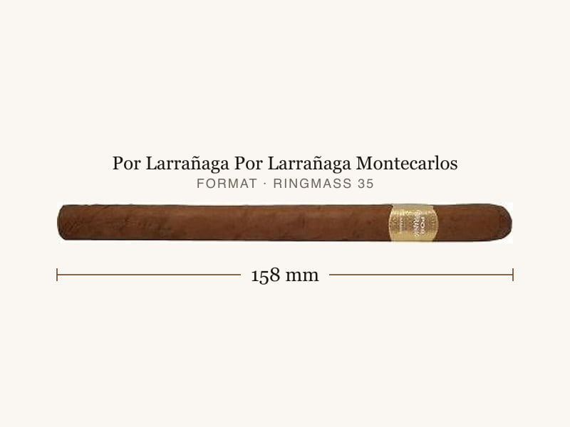 Por Larrañaga Por Larrañaga Montecarlos, Maßangaben: Länge 158 mm, Ringmaß 35