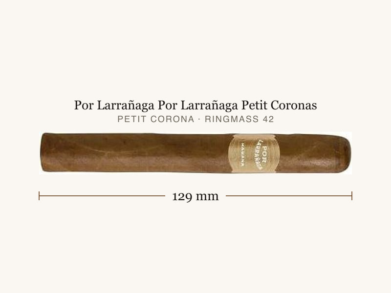 Por Larrañaga Por Larrañaga Petit Coronas, Maßangaben: Länge 129 mm, Ringmaß 42