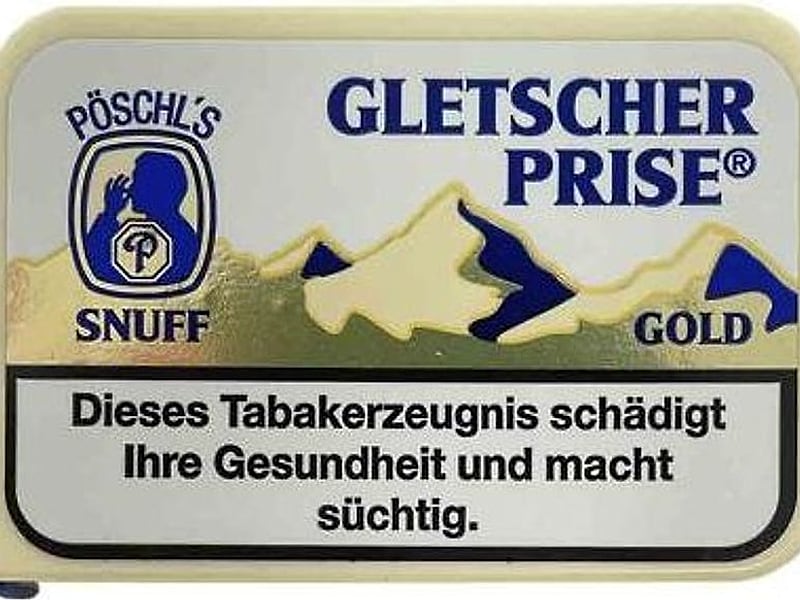 Ohne Marke Pöschl’s Gletscher Prise Gold Snuff, Detailansicht