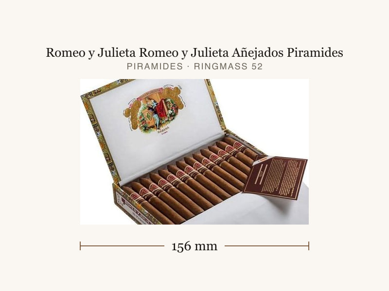 Romeo y Julieta Romeo y Julieta Añejados Piramides, Maßangaben: Länge 156 mm, Ringmaß 52