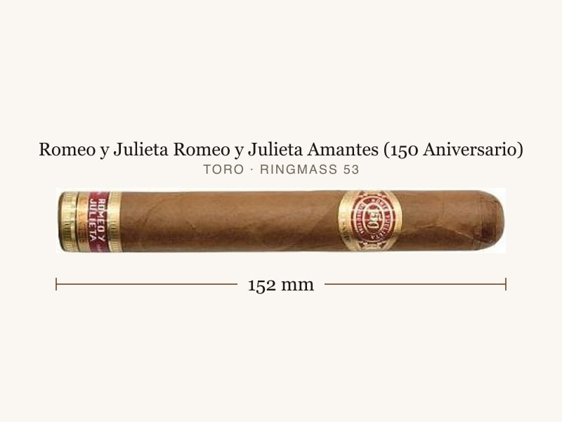 Romeo y Julieta Romeo y Julieta Amantes (150 Aniversario), Maßangaben: Länge 152 mm, Ringmaß 53