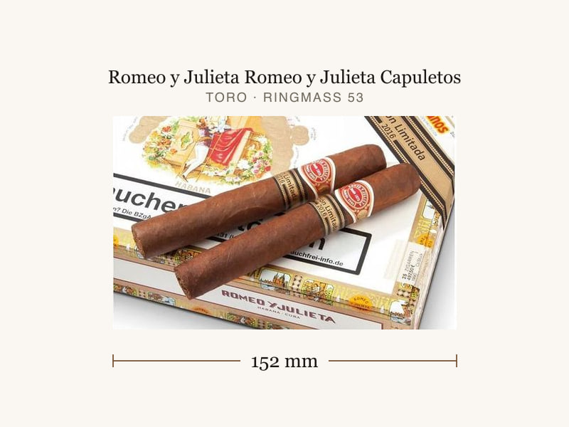 Romeo y Julieta Romeo y Julieta Capuletos, Maßangaben: Länge 152 mm, Ringmaß 53